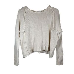 Tess Giberson 30%‎ Cashmere 70% Wool Cropped Cream Sweater Women's Size Medium